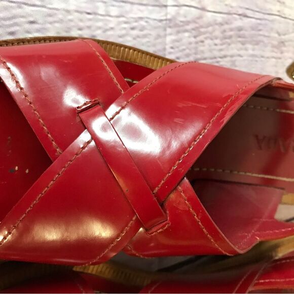 Prada Classic Red Patent Slingback Buckle Sandals Made in Italy Size (39.5) 9.5 - Picture 12 of 16